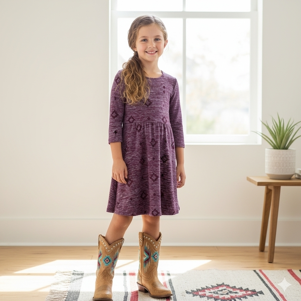 Wonder Nation Girl's Size M (7-8) Heather Purple Skater Style Dress